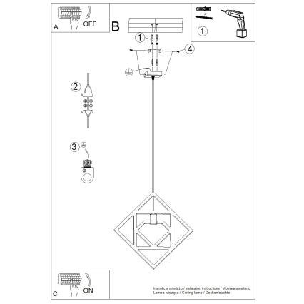 Hanglamp aan een koord CARO 1xE27/15W/230V beuken