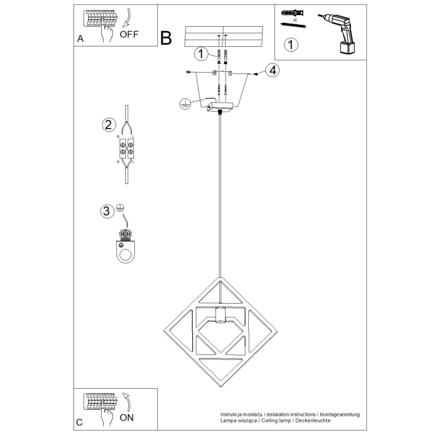 Hanglamp aan een koord CARO 1xE27/15W/230V beuken