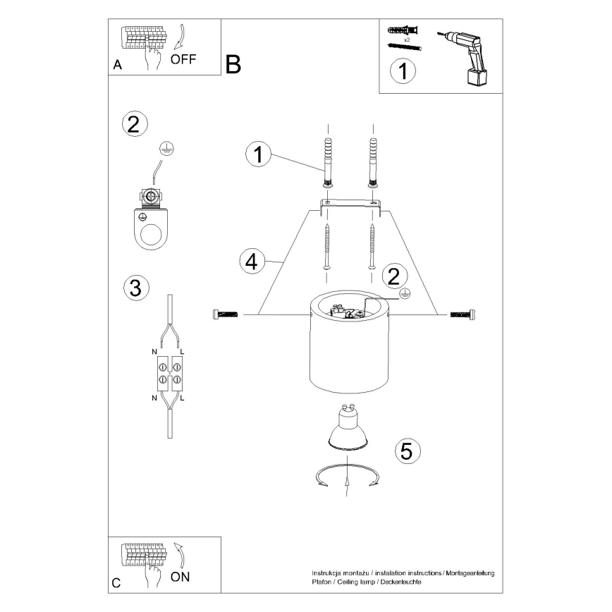 Spotlamp ORBIS 1xGU10/10W/230V beton/crème
