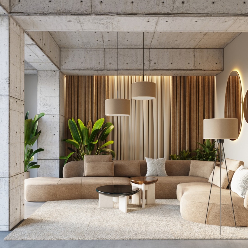 Vloerlamp NEVIA 1xE27/15W/230V taupe