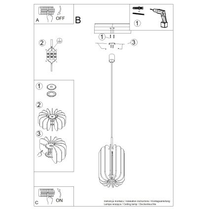 Hanglamp aan snoer MULA 1xE27/15W/230V Ø 27 cm geel