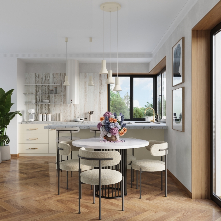 Hanglamp aan snoer ESTRIA 1xE14/10W/230V Ø 14 cm crème