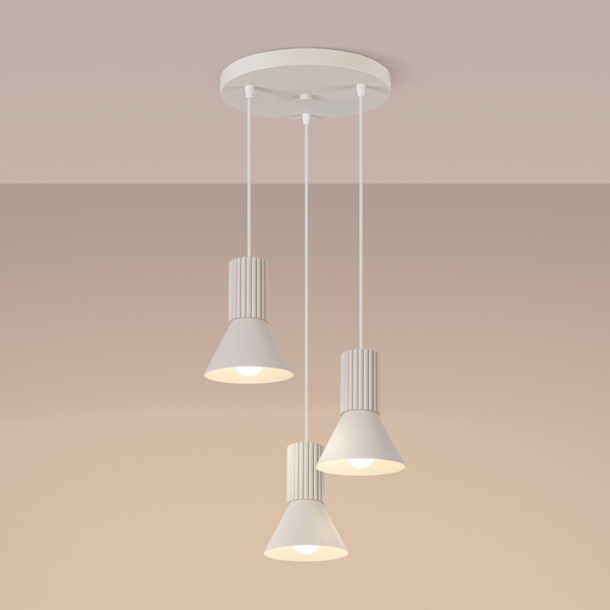 Hanglamp aan snoer ESTRIA, 3xE14/10W/230V, Ø 30 cm, crème