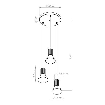 Hanglamp aan snoer ESTRIA, 3xE14/10W/230V, Ø 30 cm, crème