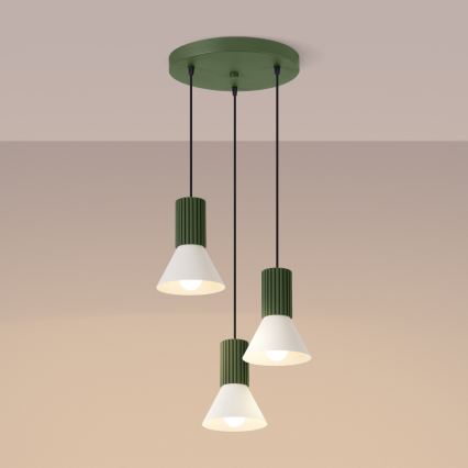 Hanglamp aan snoer ESTRIA, 3x E14/10W/230V, Ø 30 cm, groen
