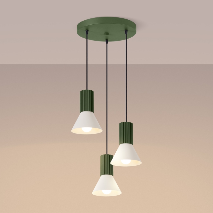 Hanglamp aan snoer ESTRIA, 3x E14/10W/230V, Ø 30 cm, groen