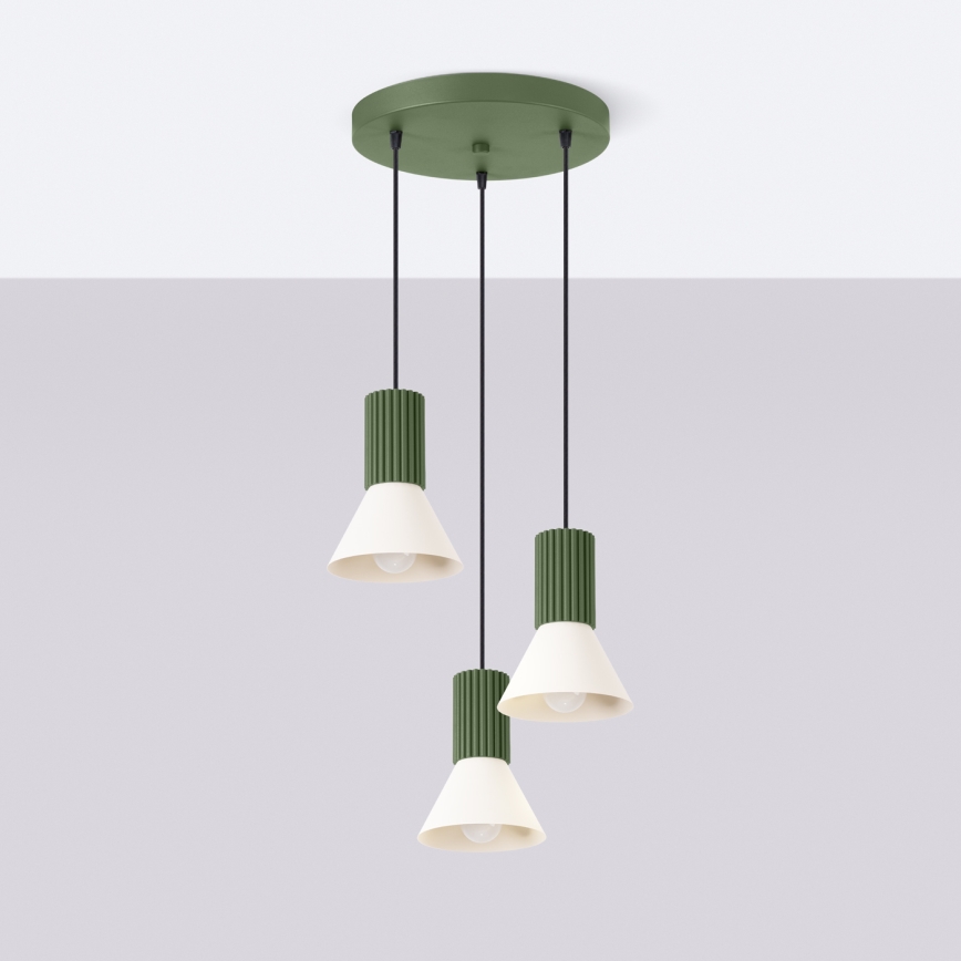 Hanglamp aan snoer ESTRIA, 3x E14/10W/230V, Ø 30 cm, groen