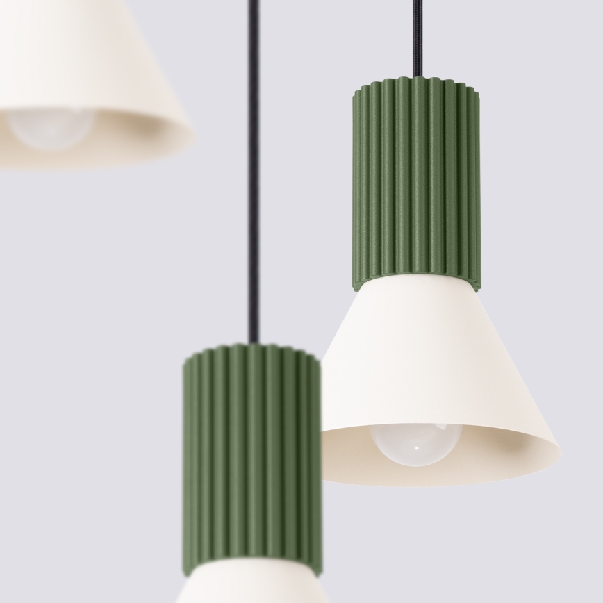 Hanglamp aan snoer ESTRIA, 3x E14/10W/230V, Ø 30 cm, groen