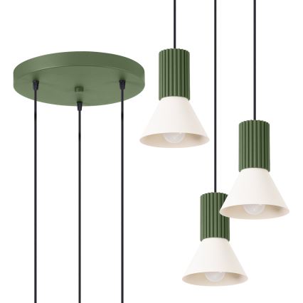 Hanglamp aan snoer ESTRIA, 3x E14/10W/230V, Ø 30 cm, groen