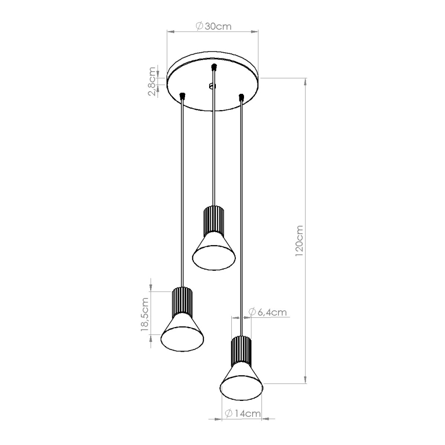 Hanglamp aan snoer ESTRIA, 3x E14/10W/230V, Ø 30 cm, groen
