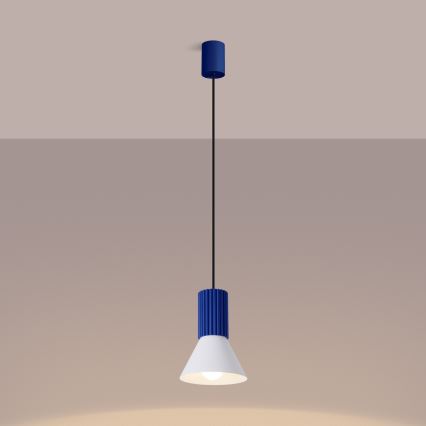 Hanglamp aan kabel ESTRIA 1xE14/10W/230V Ø 14 cm blauw