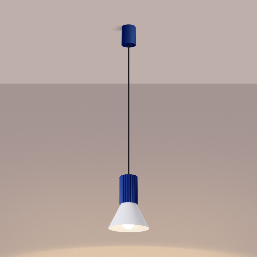 Hanglamp aan kabel ESTRIA 1xE14/10W/230V Ø 14 cm blauw