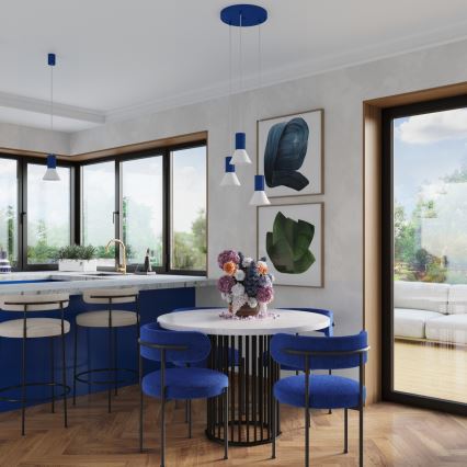 Hanglamp aan kabel ESTRIA 1xE14/10W/230V Ø 14 cm blauw