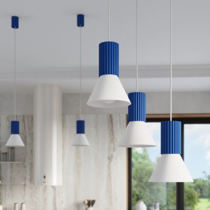 Hanglamp aan kabel ESTRIA 1xE14/10W/230V Ø 14 cm blauw