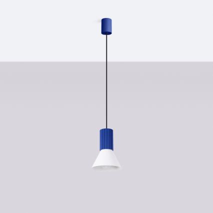 Hanglamp aan kabel ESTRIA 1xE14/10W/230V Ø 14 cm blauw