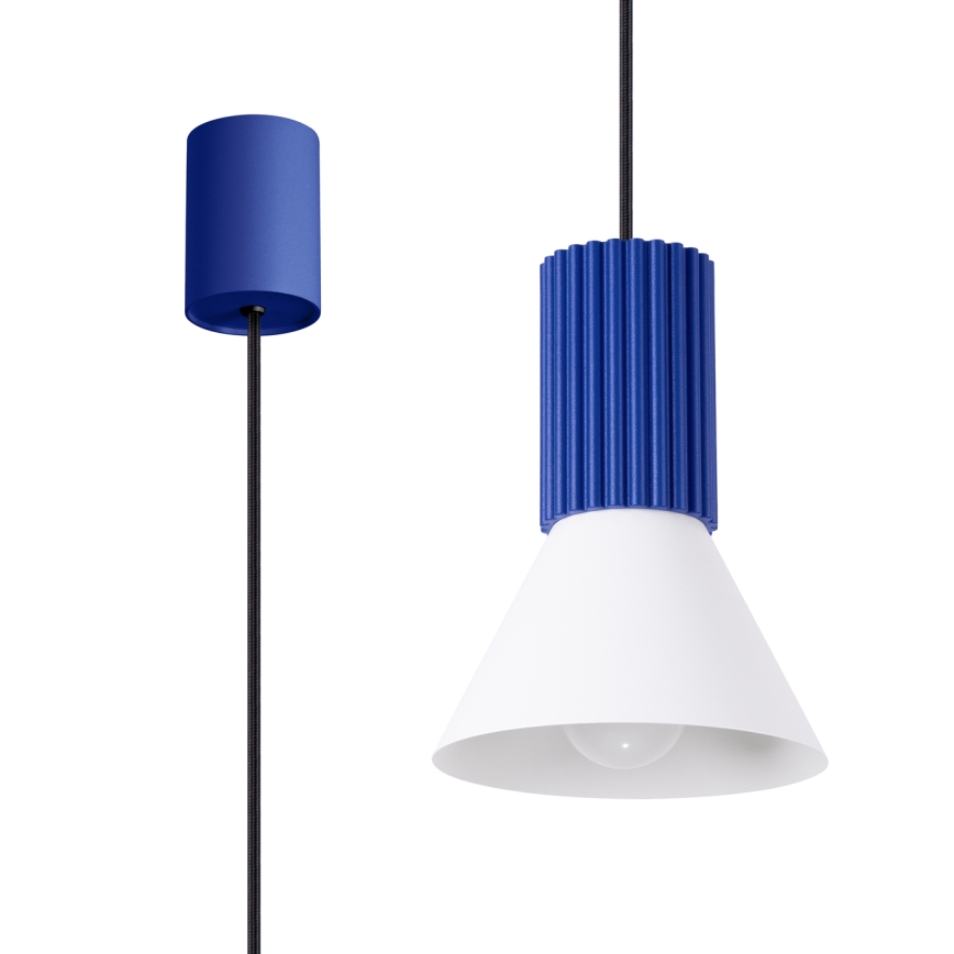 Hanglamp aan kabel ESTRIA 1xE14/10W/230V Ø 14 cm blauw