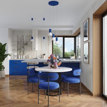 Hanglamp aan snoer ESTRIA 3xE14/10W/230V Ø 30 cm blauw