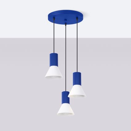 Hanglamp aan snoer ESTRIA 3xE14/10W/230V Ø 30 cm blauw