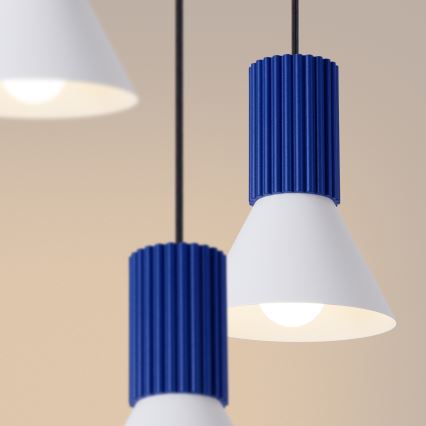 Hanglamp aan snoer ESTRIA 3xE14/10W/230V Ø 30 cm blauw