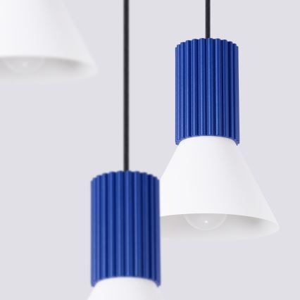 Hanglamp aan snoer ESTRIA 3xE14/10W/230V Ø 30 cm blauw