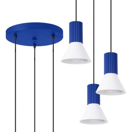 Hanglamp aan snoer ESTRIA 3xE14/10W/230V Ø 30 cm blauw