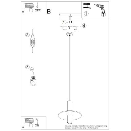 Hanglamp aan snoer PELTA 1xGU10/10W/230V zwart/crème