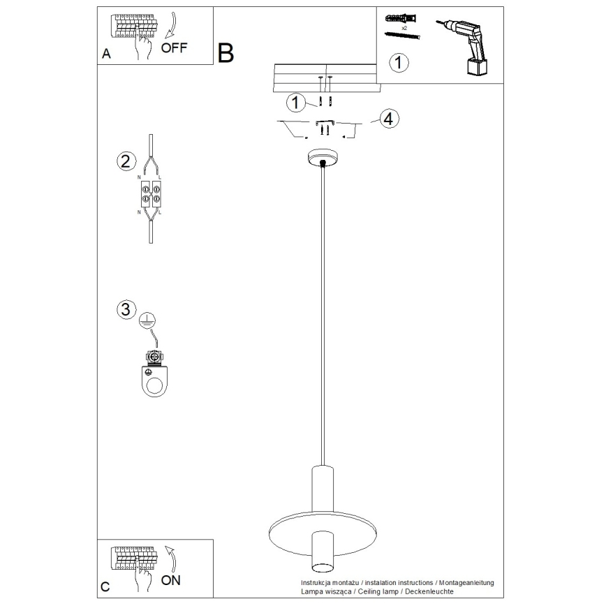 Pendellamp met kabel PELTA 1xGU10/10W/230V zwart/geel