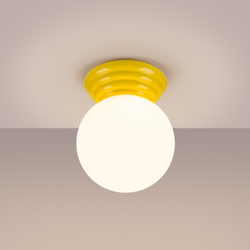 Badkamerplafondlamp ZORI 1xG9/8W/230V Ø 12 cm IP44 geel