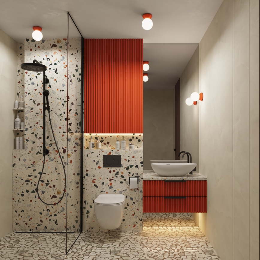 Badkamerplafondlamp ZORI 1xG9/8W/230V Ø 12 cm IP44 roze