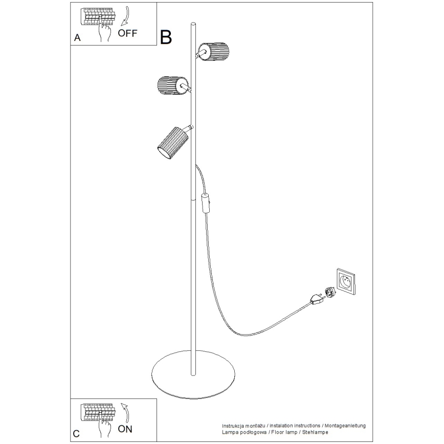 Witte vloerlamp KARBON 3xGU10/10W/230V