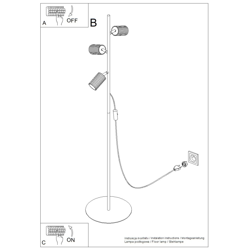 Vloerlamp KARBON 3xGU10/10W/230V zwart