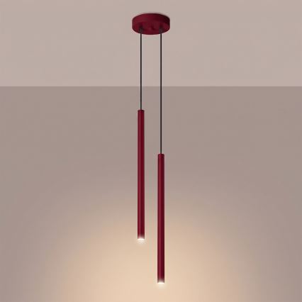 Pendellamp met kabel PASTELO 2xG9/8W/230V rood