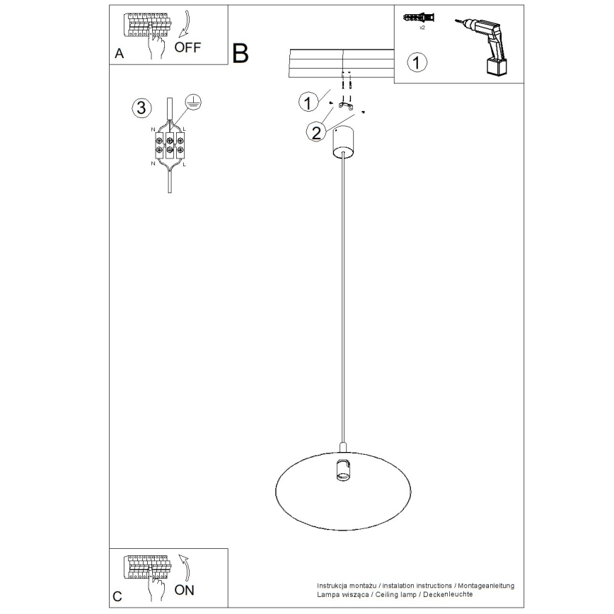 Hanglamp aan kabel NOX 1xE27/15W/230V crème