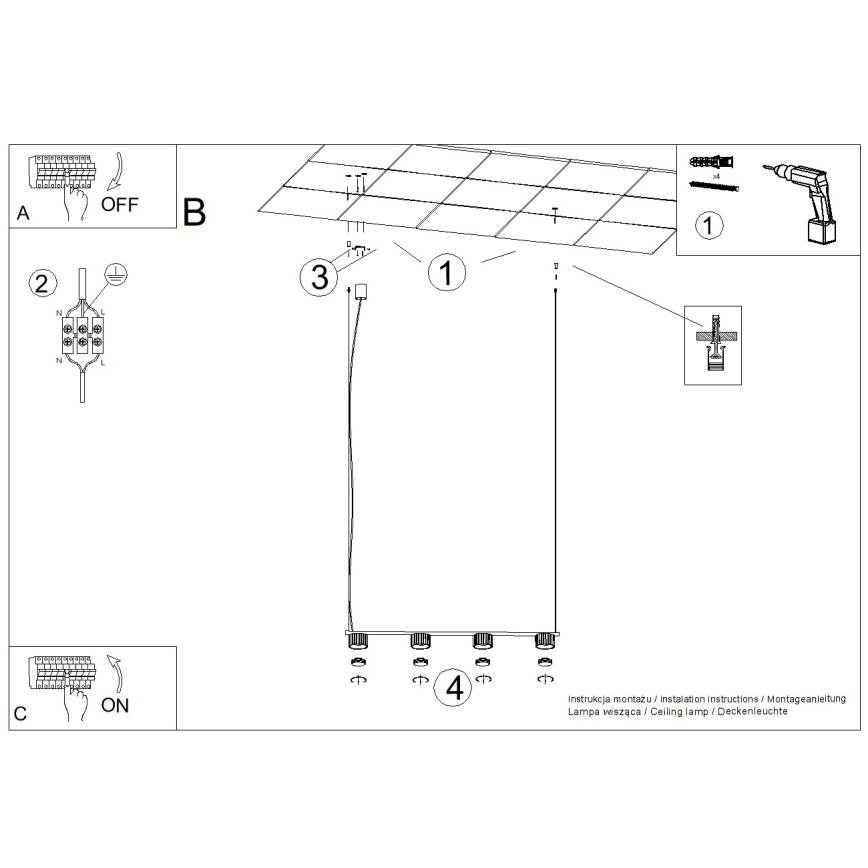 Hanglamp aan kabel AURA 4xGX53/10W/230V crème