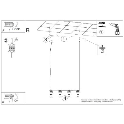 Hanglamp aan kabel AURA 4xGX53/10W/230V rood