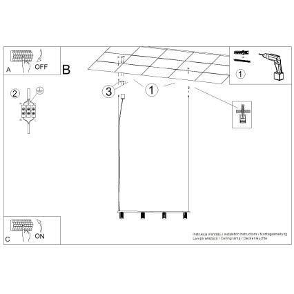 Hanglamp aan kabel KARBON 4xGU10/10W/230V crèmekleurig