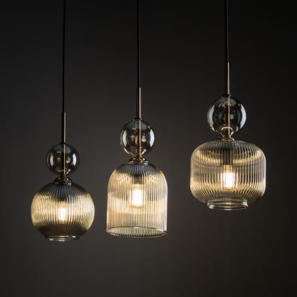 SOPHIA hanglamp aan snoer 3xE14/10W/230V zwart/rookbeige