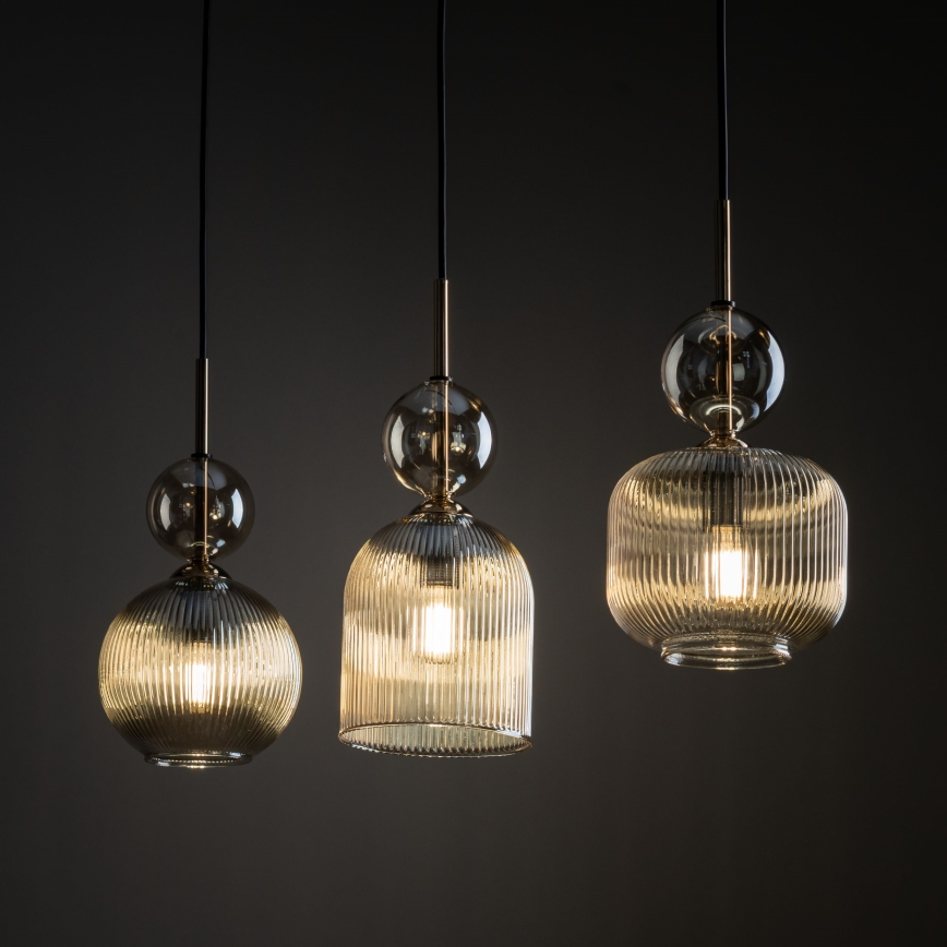 SOPHIA hanglamp aan snoer 3xE14/10W/230V zwart/rookbeige
