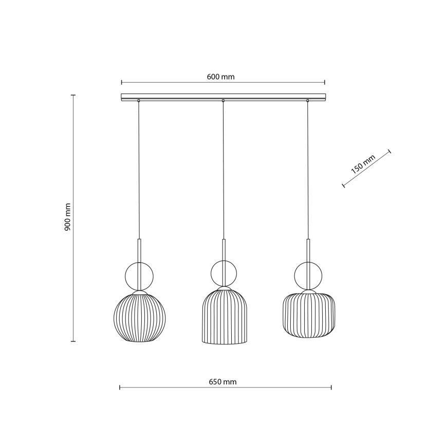 SOPHIA hanglamp aan snoer 3xE14/10W/230V zwart/rookbeige