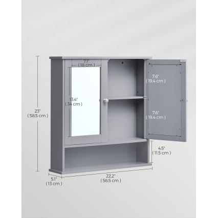 Spiegelkast ZARA 58,5x56,5 cm grijs