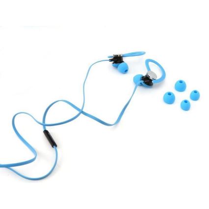Sport koptelefoon met microfoon en hoesje blauw