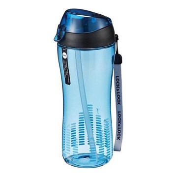 Sportfles met rietje 550 ml, blauw