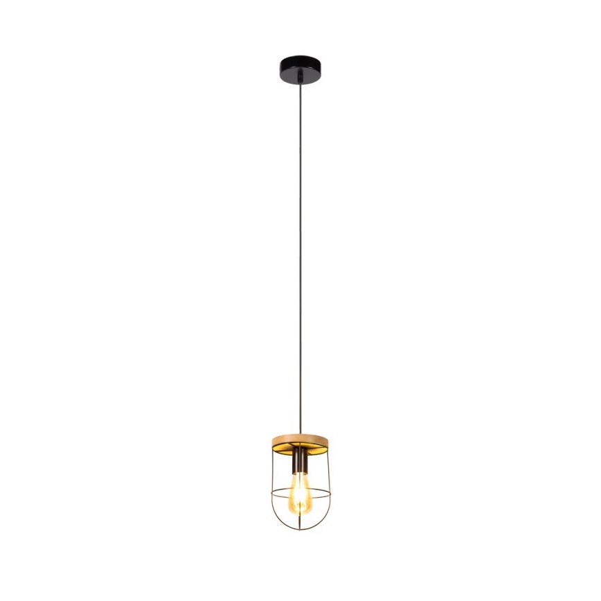 Hanglamp aan een koord NETUNO 1xE27/60W/230V eiken - FSC-gecertificeerd
