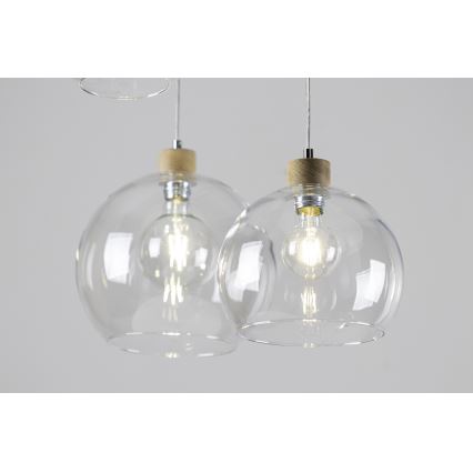 Hanglamp aan een koord LAGUNA 1xE27/60W/230V eiken - FSC-gecertificeerd