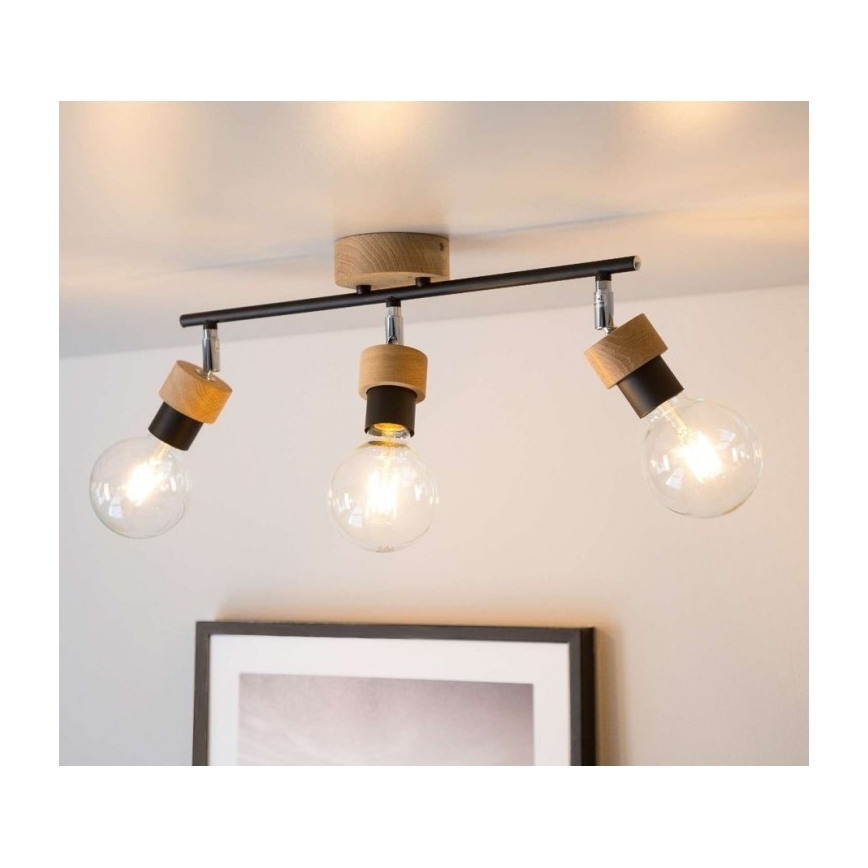 Plafond Spot MARJOLAINE 3xE27/25W/230V eiken - FSC-gecertificeerd