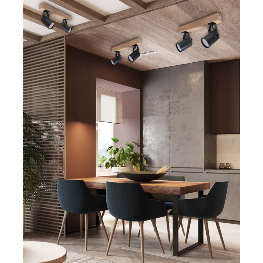 Spot 2xGU10/50W/230V beuken/zwart