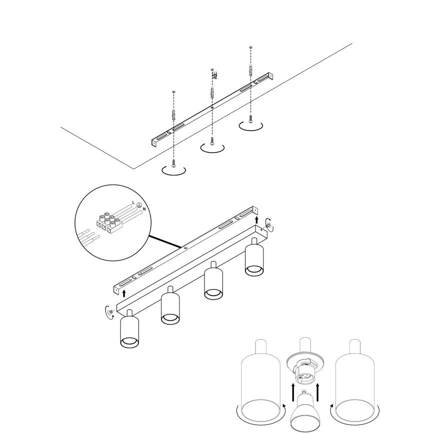 Spot ANGIE 4xGU10/35W/230V zwart