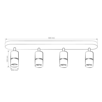 Spot BAMBOO 4xGU10/10W/230V zwart