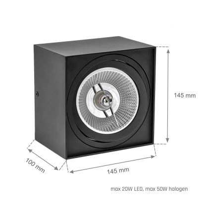 Spot  CHLOE AR111 1xGU10/50W/230V hoekig zwart