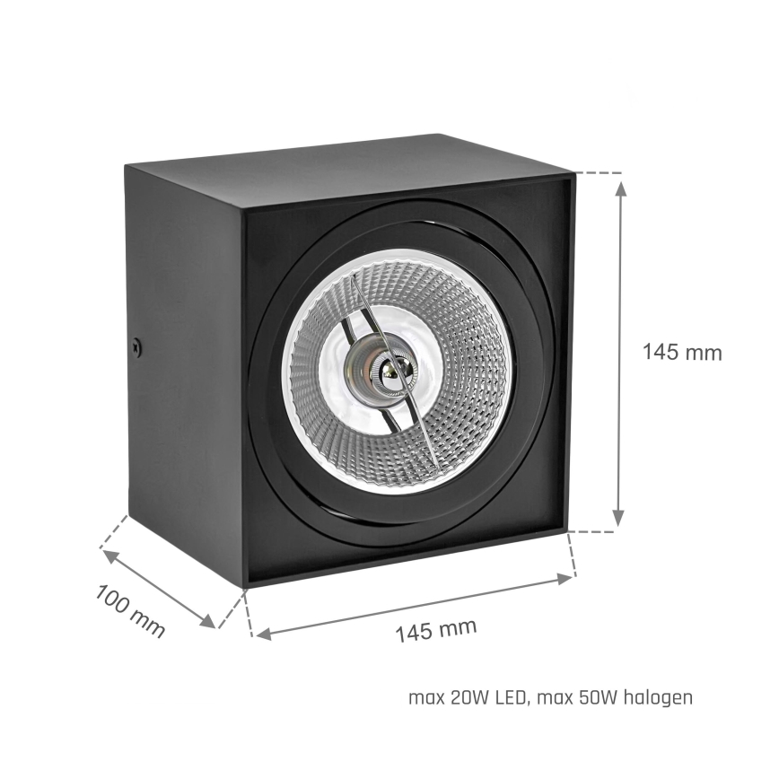 Spot  CHLOE AR111 1xGU10/50W/230V hoekig zwart
